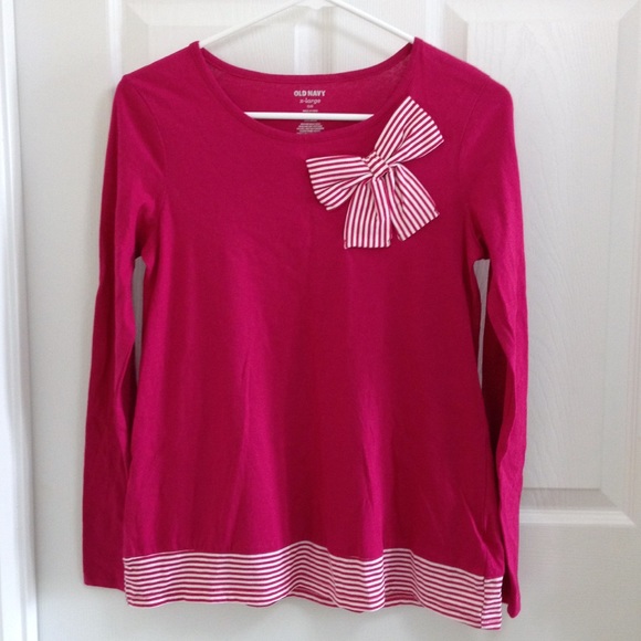 Old Navy Other - Old Navy - Girls Bow Tie Top - Pink/White Stripes